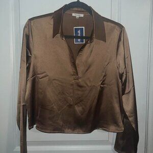 Peione Silky brown blouse with a touch of glamour #glamourblouse
